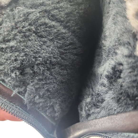 Stuart Weitzman Suede Leather Fur Lined Wedge Boots Black Women's 5 - Picture 11 of 12